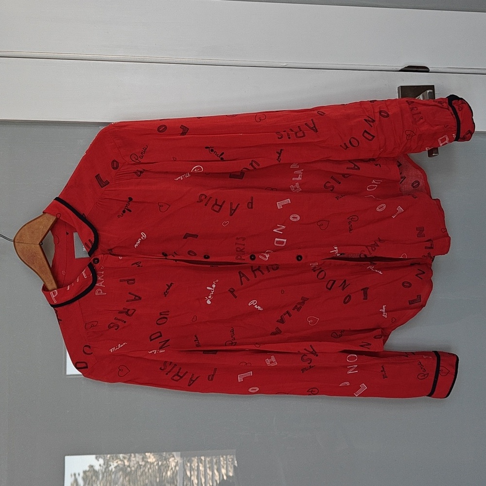 Anthropologie Maeve Red Rayon Dress Shirt size 4
